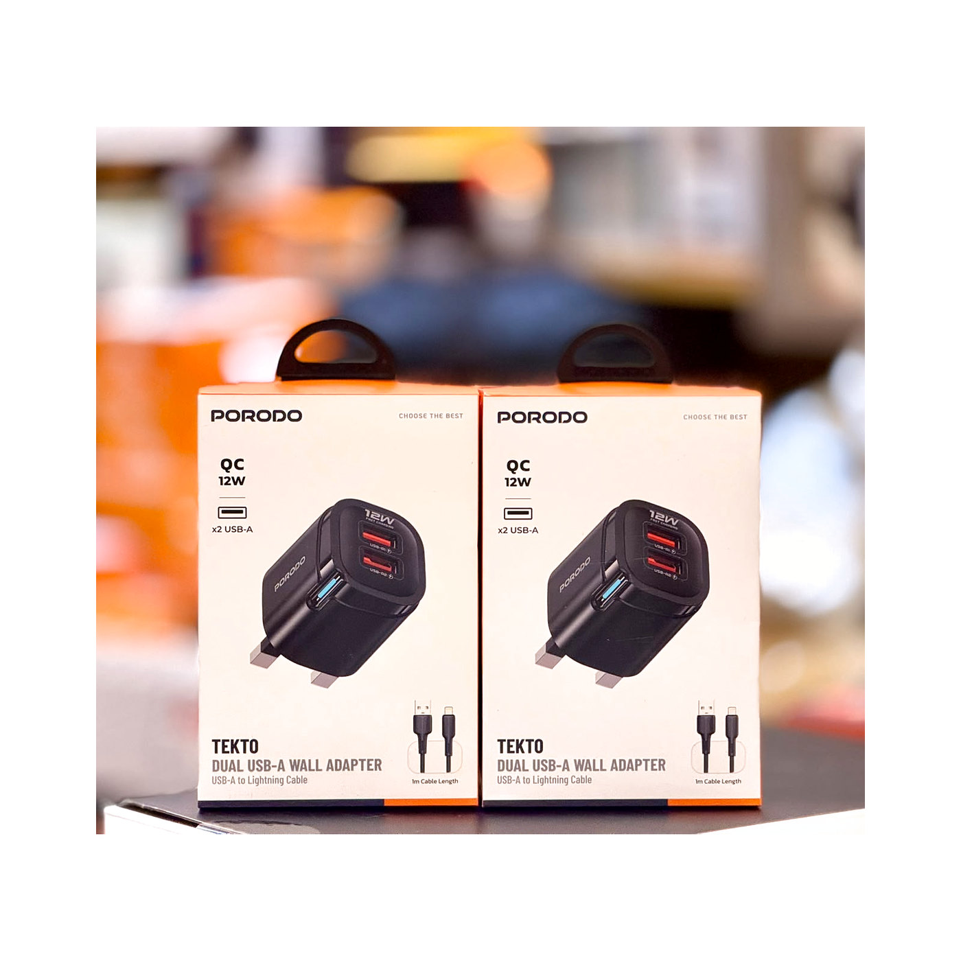 Porodo Tekto 12W Dual USB Adapter with Lightning Cable