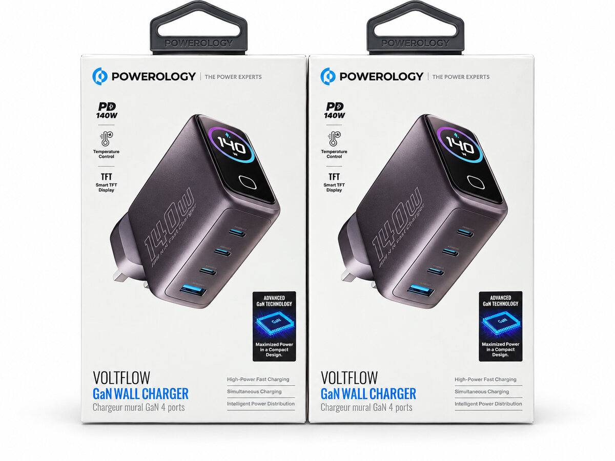 Powerology VoltFlow 140W 4-Port GaN Wall Charger