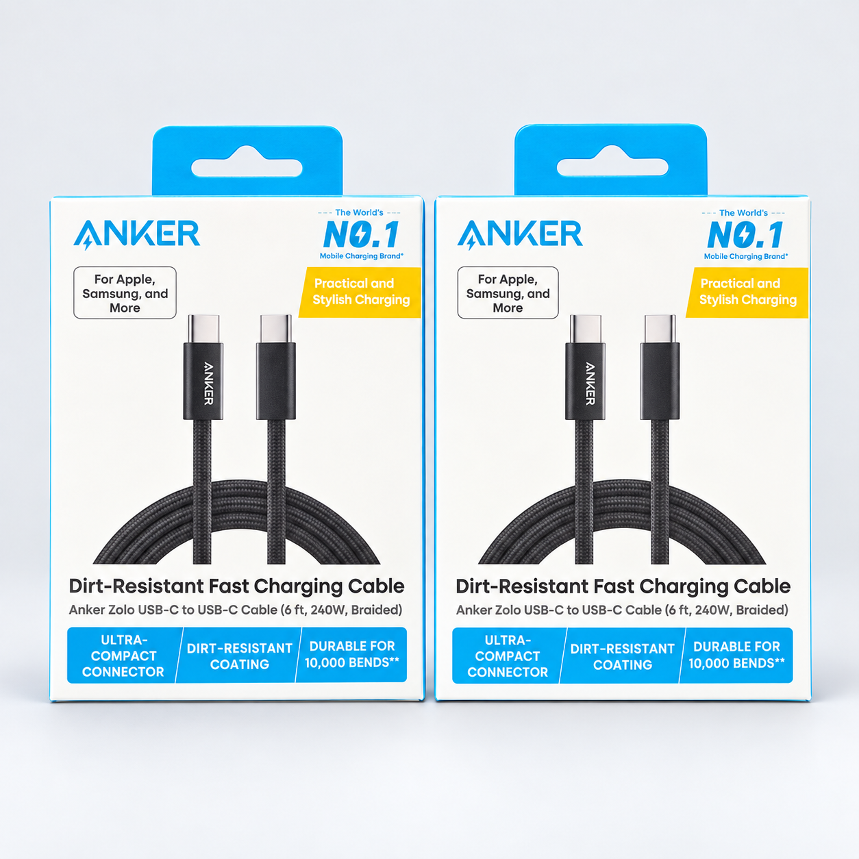 Anker Zolo 240W Braided USB-C to USB-C Cable - 6ft