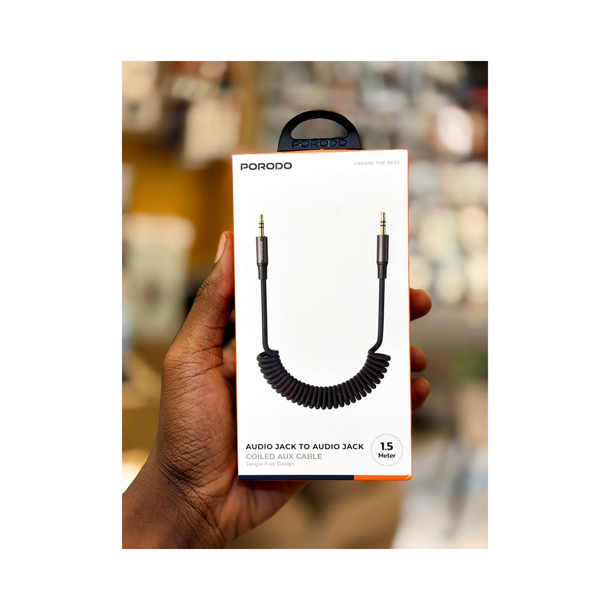 Porodo 3.5mm Coiled Braided AUX Cable 1.5m