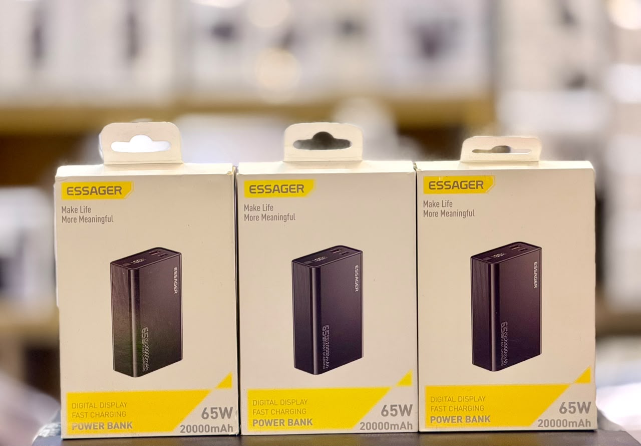Essager 65W Power Bank 20000mah Fast Charging Portable Battery Charger 3 Output Ports