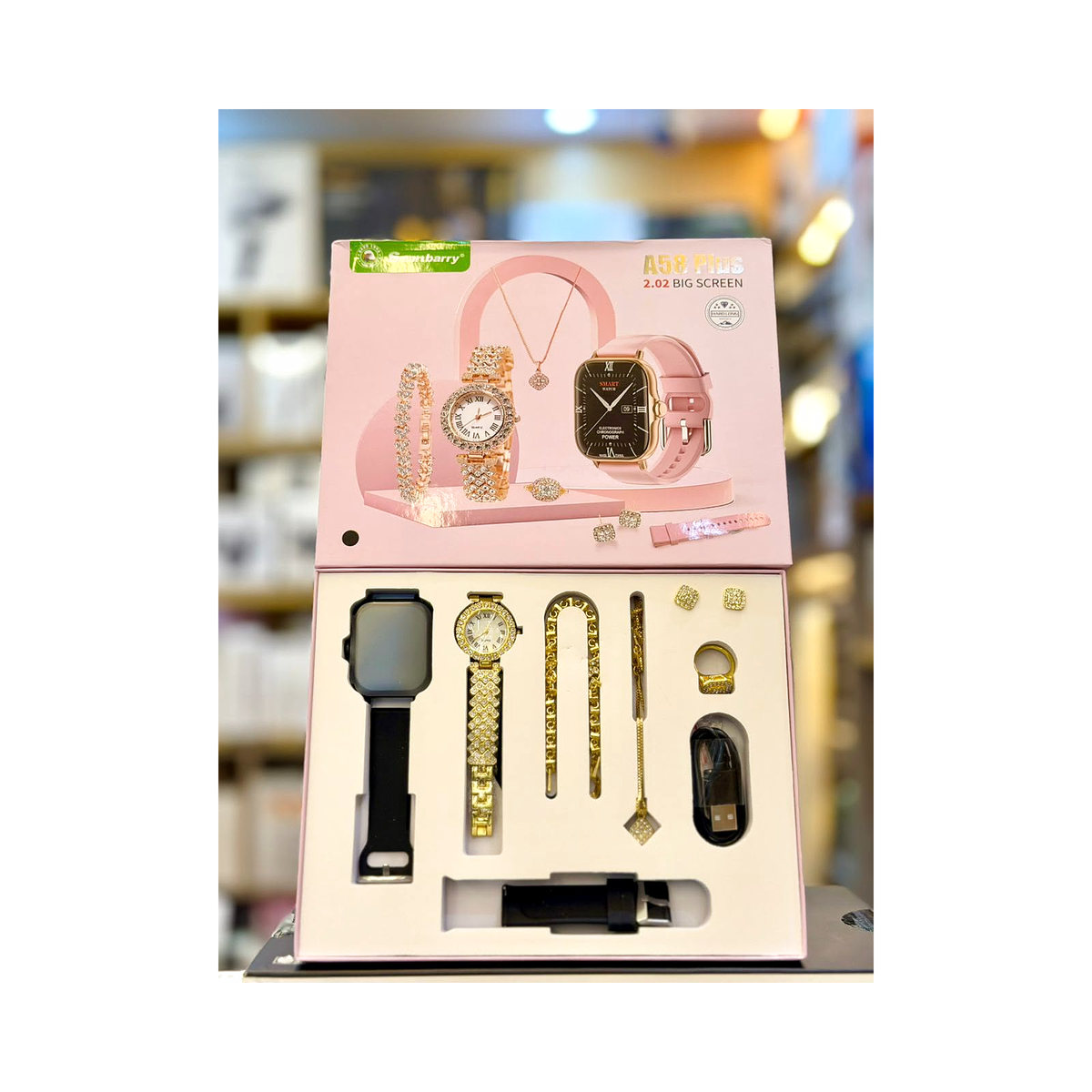Smartbarry A58 Plus 7-in-1 Women Smartwatch Jewellery Gift Set