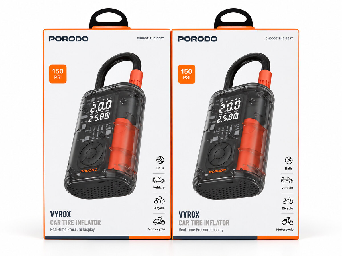 Porodo Vyrox 150 PSI Portable Car Tire Inflator