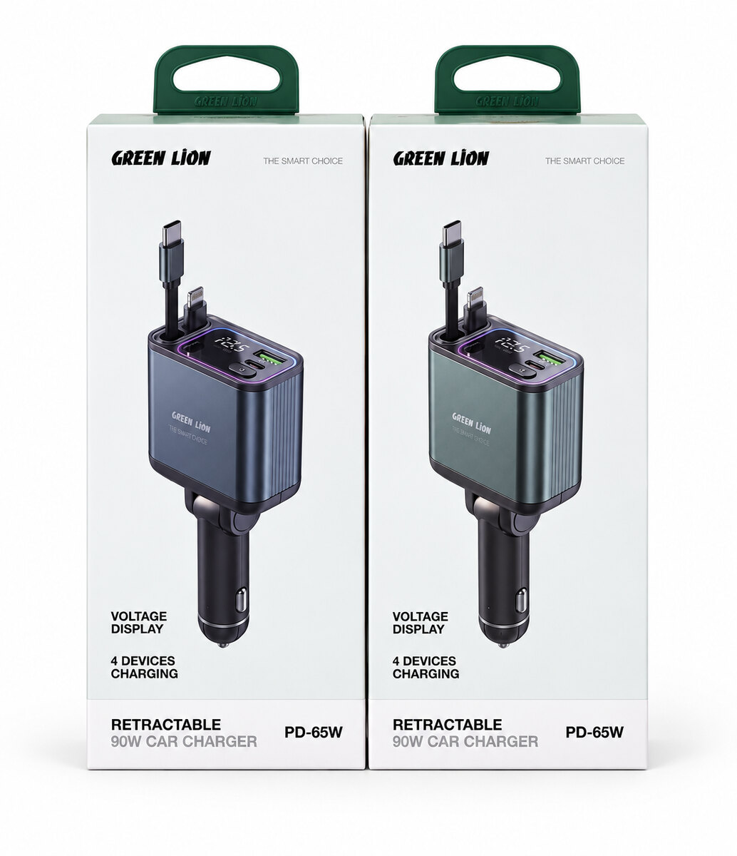 Green Lion 90W Retractable Cable Car Charger