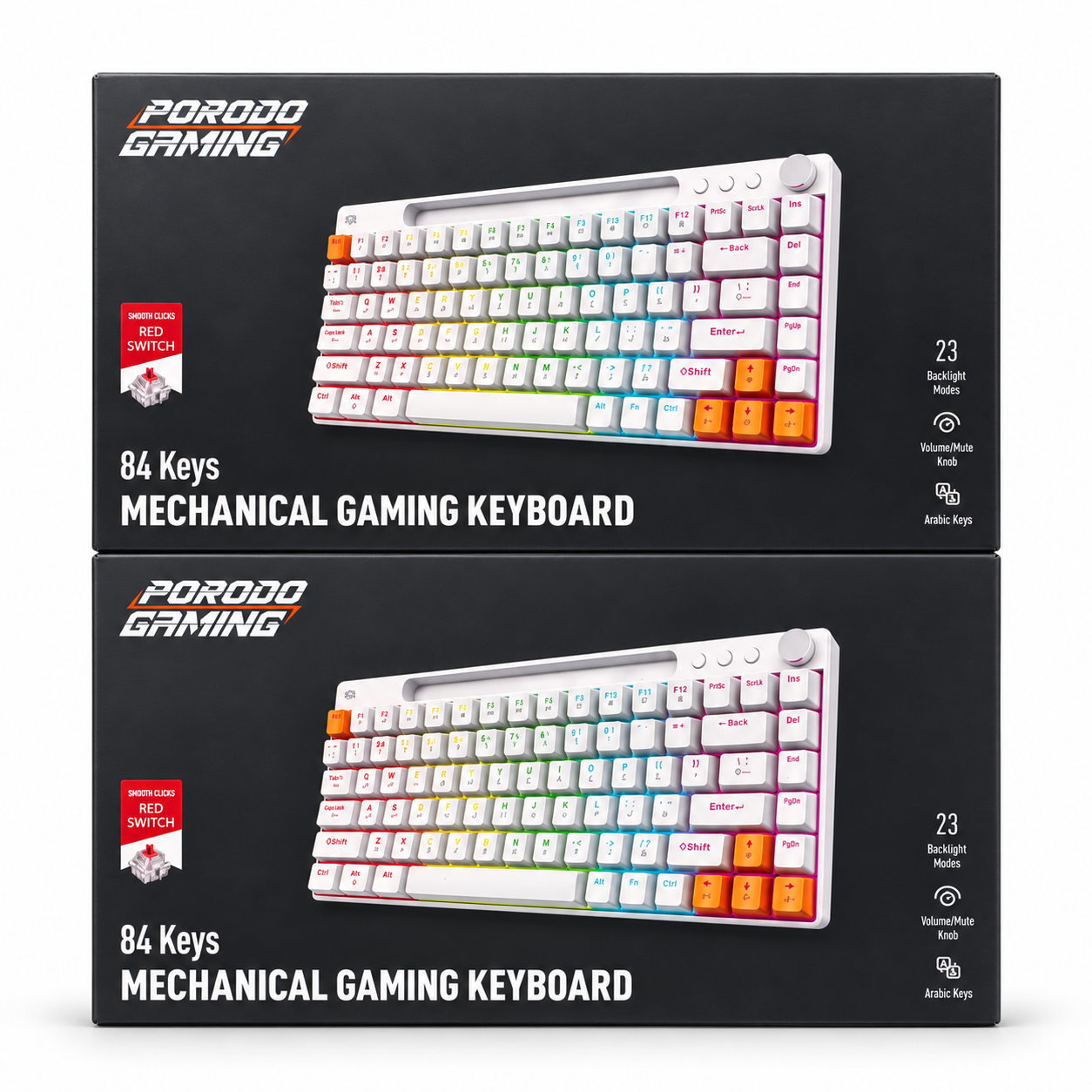 Porodo 84-Key Wired Mechanical Gaming Keyboard - US & Arabic