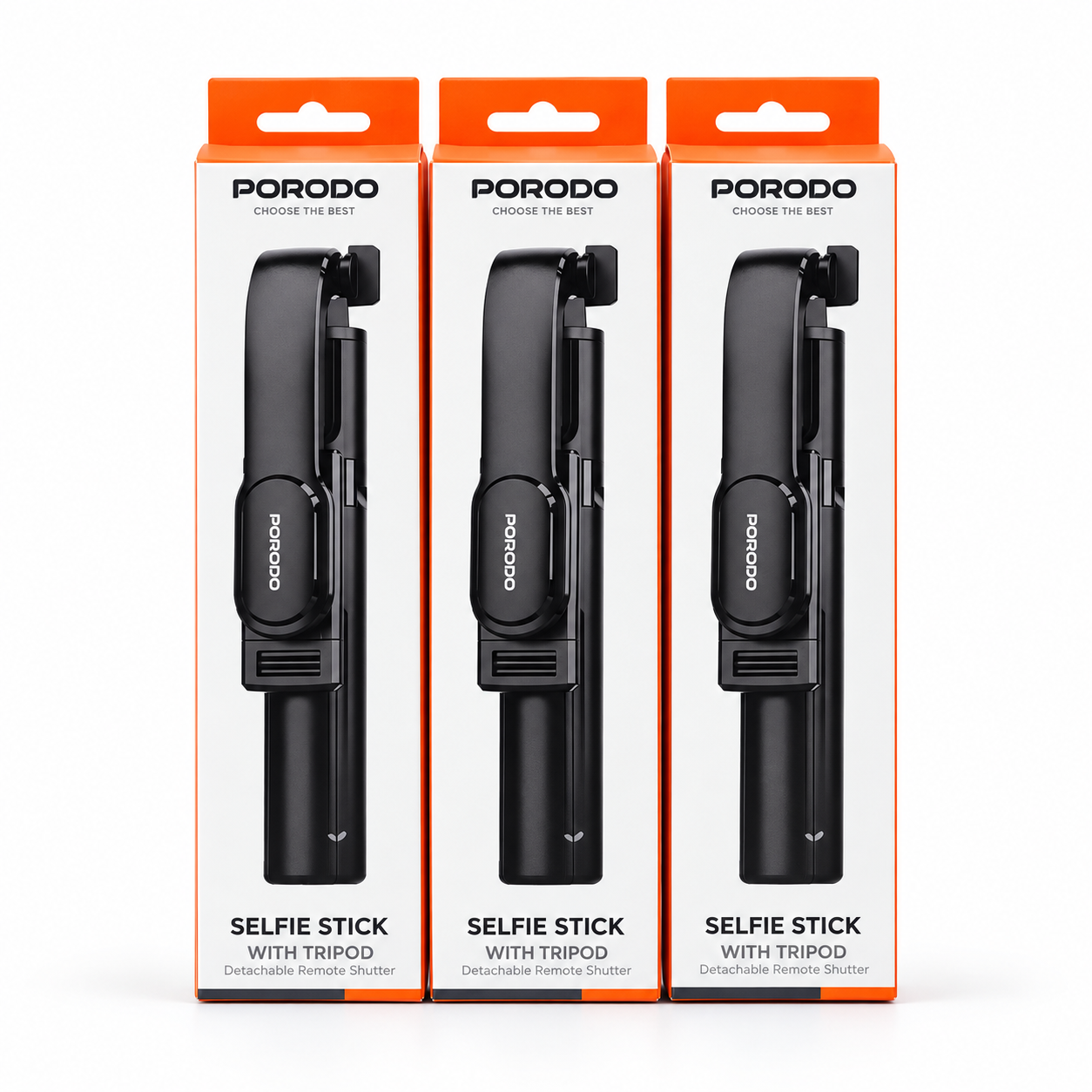 Porodo Bluetooth Selfie Stick Tripod with Detachable Remote