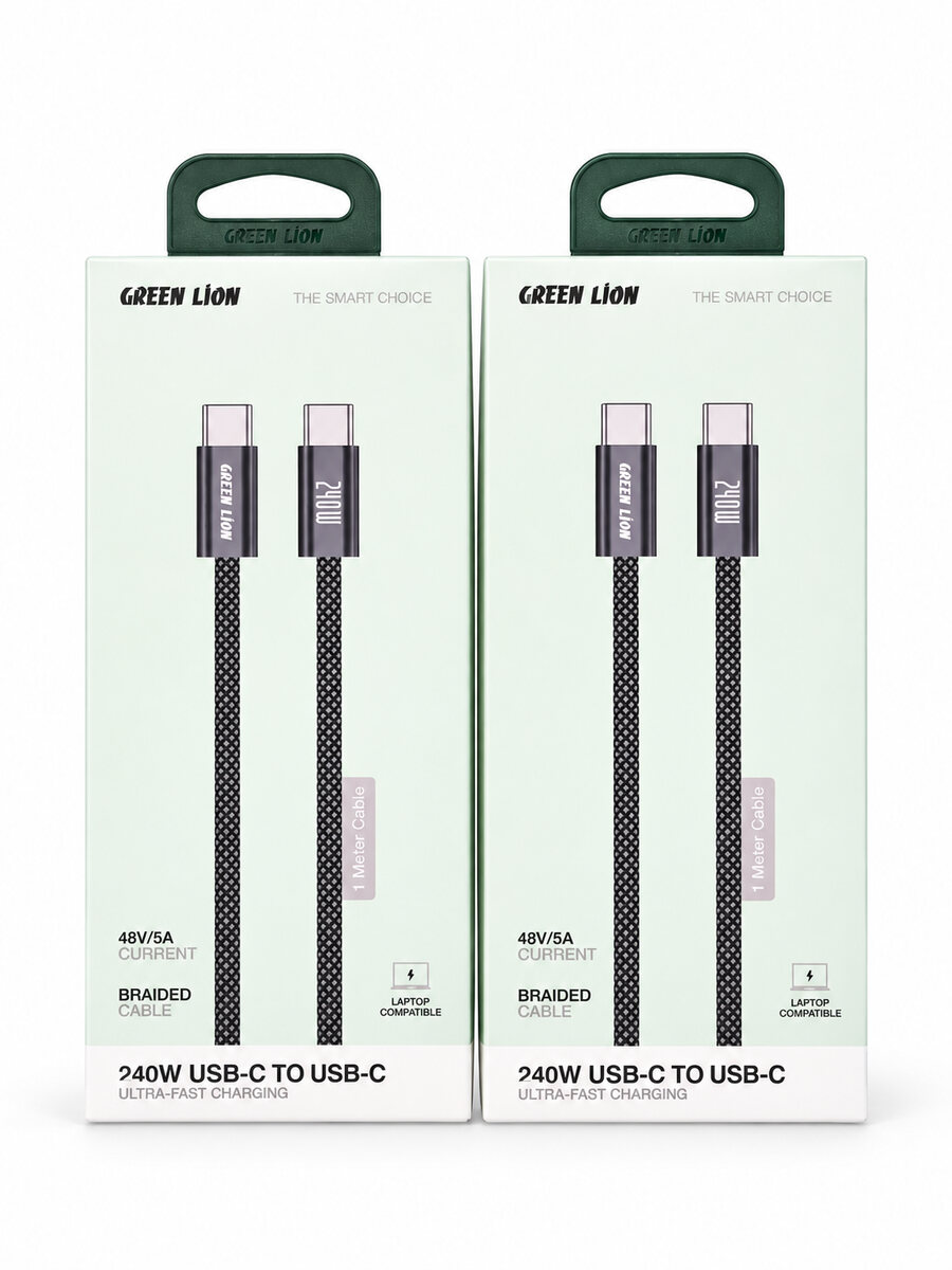 Green Lion 240W USB-C to USB-C Braided Cable 1m