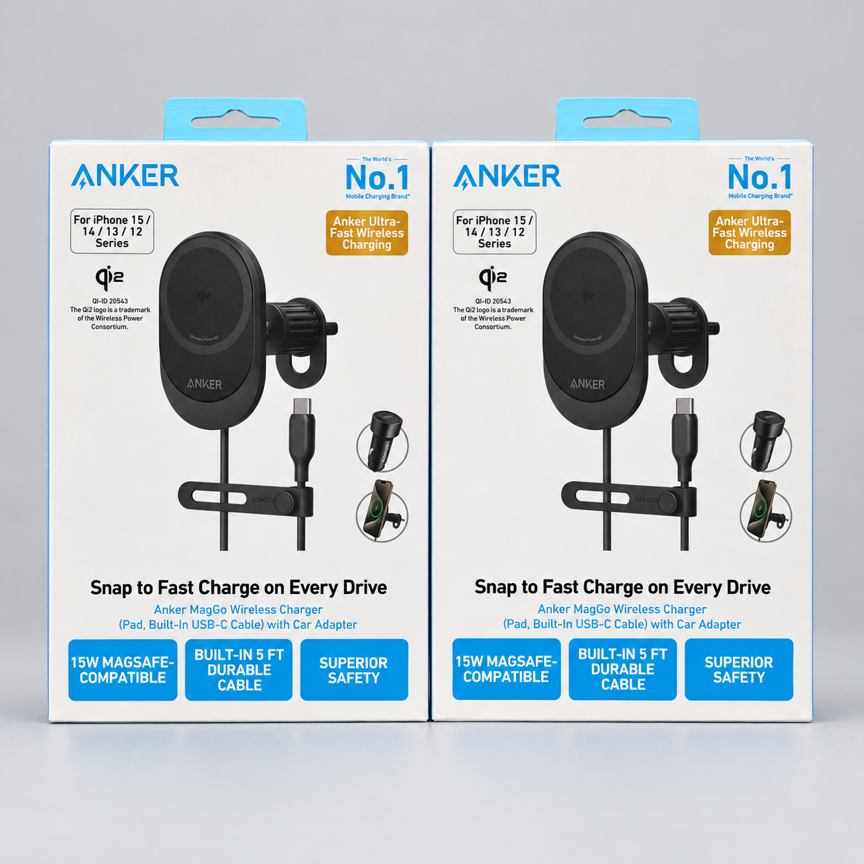 Anker MagGo 15W Magnetic Wireless Car Charger