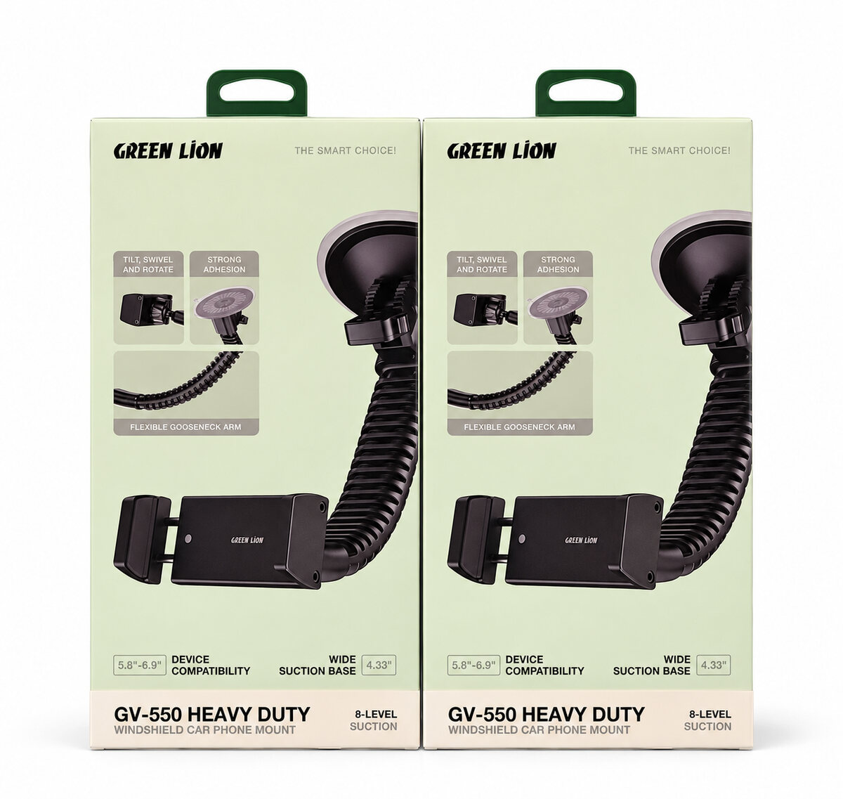 Green Lion GV-550 Heavy-Duty Windshield Car Phone Mount